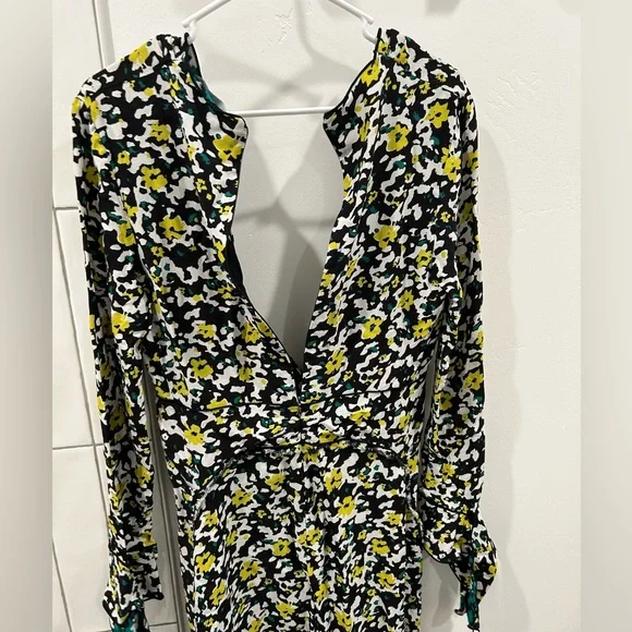 PROENZA SCHOULER Women's Wildflower-Print Georgette Midi Dress Size 4 in Black - Picture 8 of 15